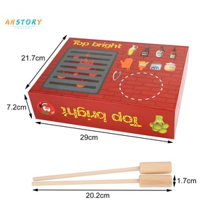 ahstory_ madera barbacoa rack juguete barbacoa juego casa clasificación skewers juguete larga vida útil para niños (5)