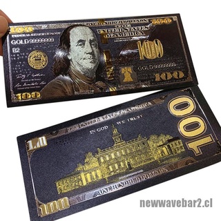 [nuevo] lámina de oro negro antiguo USD 100 moneda dólares conmemorativos decoración de billetes