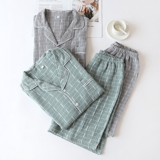 los hombres lavado de algodón crepe pantalones cortos de manga corta pijamas traje de verano delgado fresco solapa cardigan servicio a domicilio