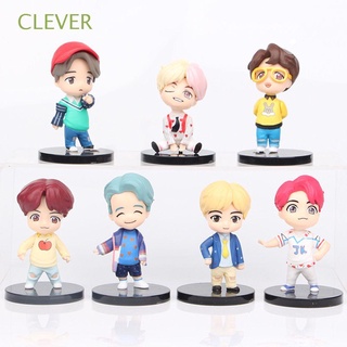clever lindo bts figura decoración coleccionable muñeca bangton boys figura 1 juego 7pcs ventilador regalo kpop mini modelo