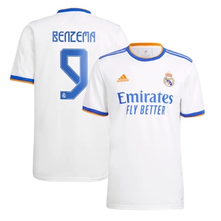 jersey/camiseta de fútbol de alta calidad 2021-2022 real madrid benzema 9 local/camiseta de entrenamiento para hombres adultos impresión