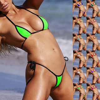 (wopyt.br) Traje de baño para mujer Patchwork Sexy Bikini vendaje dividido traje de baño conjunto de ropa de playa