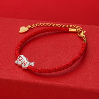 S999 plata de ley 1314 pulsera de pareja cuerda de mano roja femenina para hombres y mujeres parejas regalo conmemorativo de estudiante natal