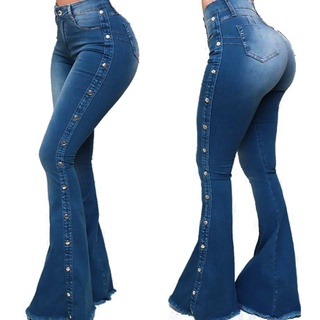 las mujeres llamarada jeans de cintura alta denim flaco pantalones de las mujeres estiramiento jeans femenino ancho de la pierna jeans campana fondos de ropa s