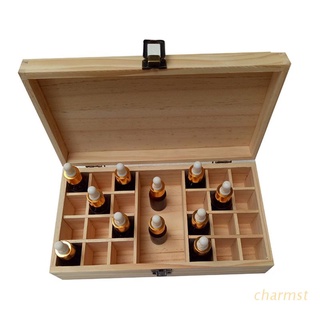 CHA 25 Grids Wooden Storage Organizer For Essential Oil Carrying Case Aromatherapy