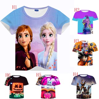 Frozen Elsa&Anna 3D impresión Digital niños niños manga corta camiseta moda Tops