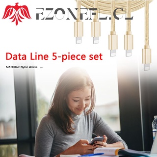 ezonefl 5pcs 0.9/1.8/3m cable de carga de nailon trenzado 8 pines cable de datos de alimentación para iphone (6)