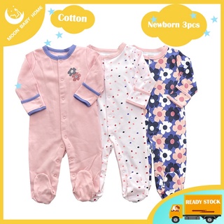 3 unids /set recién nacido mameluco ropa de bebé 100% algodón ropa de dormir ropa de bebé mono de manga larga Footies ropa de recién nacido 0-12M