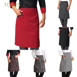 tonies corto masculino adulto delantal rayas suministros de cocina cocina delantal restaurante con bolsillos medio cuerpo camarero suave ajustable chef accesorios (1)