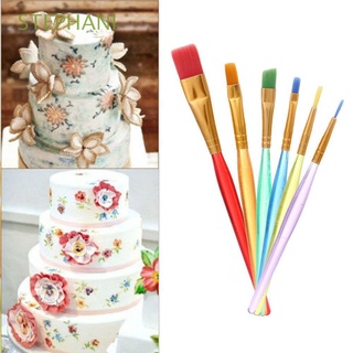 stephani - cepillo multiusos para tartas de colores, herramientas de decoración de pasteles, pincel de pintura, fondant, 6 piezas, accesorios de cocina, postres, repostería