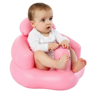 ☾Ik♥Silla inflable del bebé, hogar multiusos taburete de baño silla de ducha sofá inflable para niñas niños, rosa/azul (2)