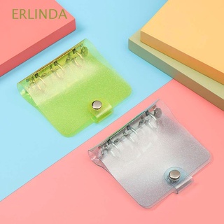 ERLINDA Portable Notebook Cover Mini Diary Book Cover Loose Leaf Binder Pink Binder Clips Transparent 3 Holes School Office Supply Notebook Inner Page Memo Pad/Multicolor