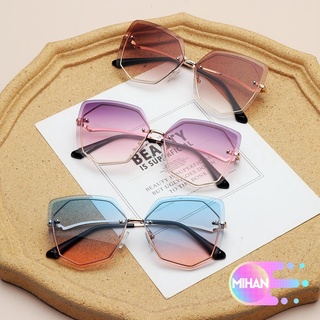 Mihan gafas de sol de moda para las mujeres gafas de sol sin montura ojo de gato gafas de sol UV400 moda gradiente tintado lentes de Color sombras gafas