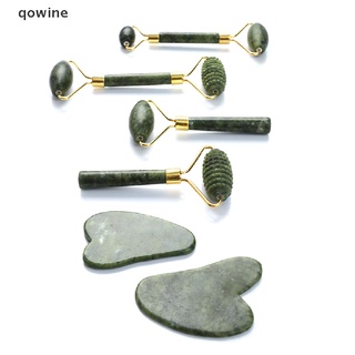 qowine masaje facial rodillo de jade piedra natural gua sha slimmer levantamiento de arrugas herramienta cl