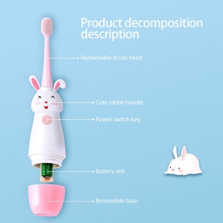 Cepillo de dientes eléctrico automático USB recargable de dibujos animados IPX7 impermeable ultrasónico cepillo de dientes de repuesto cabezal
