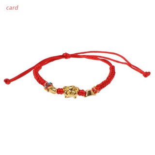 card lucky kabbalah cadena roja trenzada golden pig charm pulseras joyería de moda