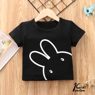 Bty camiseta Unisex de manga corta con patrón de conejo de Color sólido para bebé
