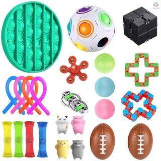 Fidget Set de juguetes Sensory Pop burbuja juguete Squeeze de mano juguetes alivio estrés ansiedad Para niños adultos alivio estrés (Fu)
