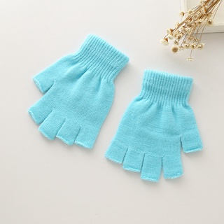 1 par de mujeres hombres otoño invierno medio dedo guantes de punto suave cálido elástico sin dedos guantes (9)
