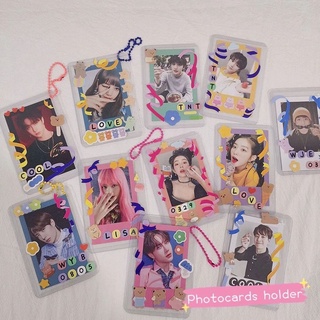 HORTENCIA School Stationery Card Film Protector Vertical Photocards Storage Bag Kpop Photocards Protector Transparent With Chain Korea Kpop Photocards Horizontal Card Film Card Holder Card Protector Idol Photo Sleeves (8)