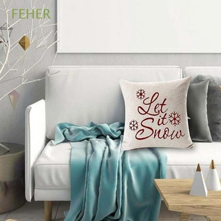 FEHER Square Christmas Decoration Cotton Linen Cushion Covers Christmas Pillow Covers Bedroom Decoration Home Decor Pillow Cover Decorative Throw Pillow 18x18in Pillow Case