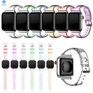 Correa de silicona para Apple watch band 44mm 40mm iWatch band 38mm 42mm Slim Glitter mujer pulsera Apple watch series 3 4 5 6 SE [Bluey]