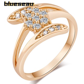 [blueseau] j0014-j-b-6.5 anillo de seis pétalos fuera de lugar de cobre círculo de moda