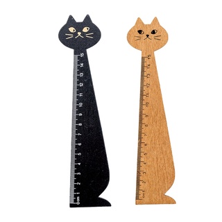 lu regla de madera de gato de dibujos animados de 15 cm regla de escala creativa para estudiantes herramienta de dibujo de matemáticas