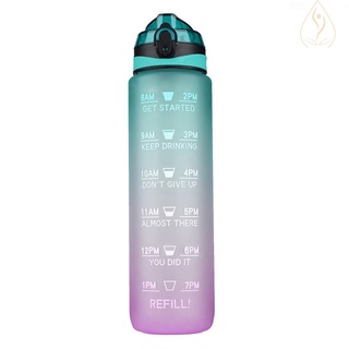 Bs botella de agua de 1 l con marcador de tiempo de paja Tritan libre de BPA deportes y Fitness hervidor de agua al aire libre gimnasio (2)