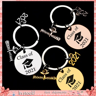 YSK_Keychain Circle Wear Resistant Stainless Steel 2021 Graduation Key Holder for Gift