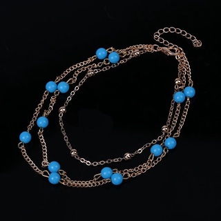 fashionjewelry exquisita multicapa mujeres turquesa tobillera pulsera boho casual tobillo cadena regalo