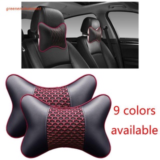 env 2pcs de cuero artificial almohada de coche protección cuello coche reposacabezas cómodo auto suministros de seguridad transpirable almohadas de cuello (1)