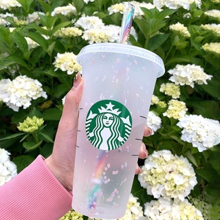 1 Taza De Paja De Color Transparente Starbucks PP De 700 Ml Con Tapa Reutilizable