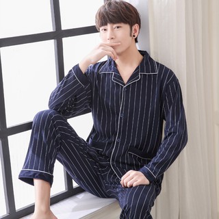 Los hombres otoño pijamas de algodón de manga larga coreano ropa de dormir ropa de dormir ropa de dormir ropa de hogar