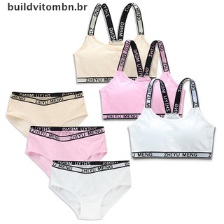 [New] Conjunto De ropa interior Para niñas Adolescentes brasier con relleno y bragas deportivas (Buildvitombn)