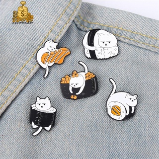 accumuler accesorios de moda de dibujos animados broche ropa diy decoración esmalte pin lindo gato bolsa sushi solapa pin insignia