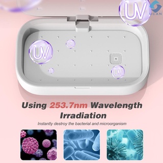Ucan multifuncional caja de desinfección y cargador inalámbrico 2 en 1 portátil UV lámpara esterilizadora máquina de esterilización ultravioleta limpiador para la cubierta de la cara teléfono joyería calcetín limpio desinfección (8)