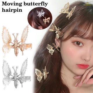 moving wing mariposa clips de pelo metal horquilla flequillo clip lateral mujeres accesorios para el cabello