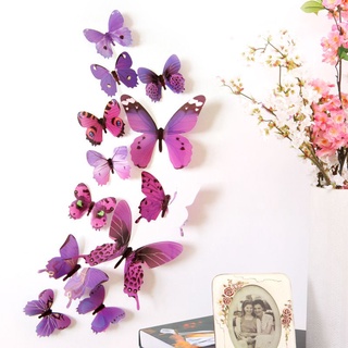 12 Pegatinas De Pared De Mariposa 3D DIY Decoración De Habitación Dormitorio (6)
