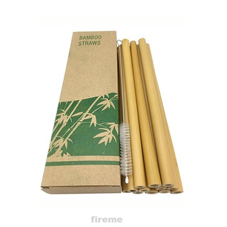 10 unids/set al aire libre reutilizable herramienta de viaje cocina bambú ecológico bebida pajita