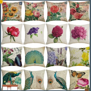 bilibili retro flor mariposa pavo real funda de almohada funda de cojín sofá decoración del hogar