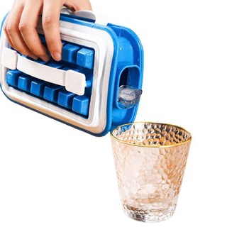Molde de silicona para cubitos de hielo, botella cuadrada de cubitos de hielo con tapa, botella de hielo portátil, reutilizable y libre de BPA