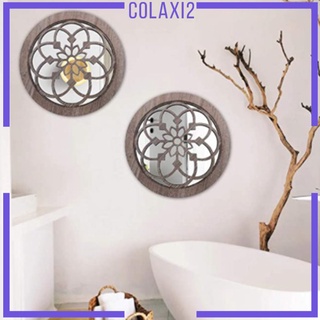 [COLAXI2] 2 piezas espejo decorativo de pared redondo tallado espejos jardín hogar madera arte decoración
