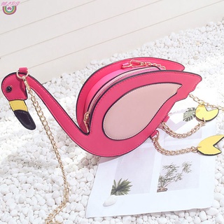 Ms moda mujeres Flamingo estilo pájaro bolso de hombro cadena Cross Body bolso Casual cuero PU Mini bolsos bolso
