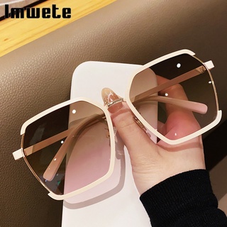 Imwete Polygonal gafas de sol mujeres marca de lujo diseñador Metal Irregular gafas de sol gafas UV400 gradiente negro