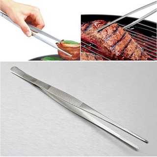 pinzas de comida larga de acero inoxidable de plata/pinzas rectas/herramienta de cocina
