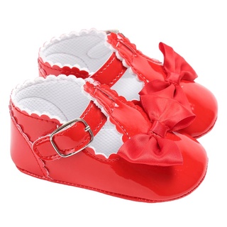 Ord7-baby Girls Princess zapatos de vestir, suela suave antideslizante T-Strap Mary Jane pisos con lazo