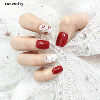 roswetty 24 piezas de uñas postizas rojas cerezas puntas decoradas prensa sobre diseños cortos con pegamento cl