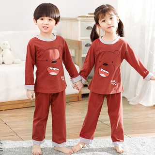 niños 4 años ropa de estilo coreano de manga larga pijamas de dibujos animados impreso o-cuello dormir desgaste transpirable unisex para niñas y niños algodón salón desgaste