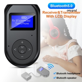 omygod.cl 2 in 1 Bluetooth 5.0 Rechargeable LCD Display Audio Receiver Transmitter Adapter